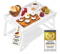 GOODS+GADGETS® Plateau Petit Déjeuner au Lit en Bambou - Pieds Pliables | Table de lit pliable 50 x 30 cm, bord surélevé - plateau repas canapé, lapdesk ordinateur portable