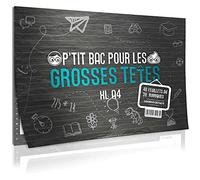 GOODS+GADGETS® P'tit Bac pour Les Grosses Têtes - 39 Catégories XL | Bloc de jeu A4 avec 40 feuilles - Nouvelle édition du classique Ville-Campagne-Rivière