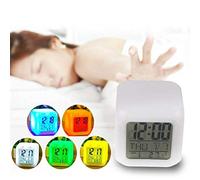 GOODS+GADGETS Réveil Lumineux LED avec Calendrier, Heure & Affichage de la température ; Réveil Cube avec Affichage