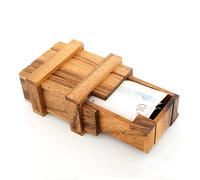 Goods+Gadgets® Scatola Regalo Soldi in Legno - Puzzle Box 12x9 cm | Gioco IQ per regalare denaro in modo creativo - legno massello, meccanismo a scorrimento segreto