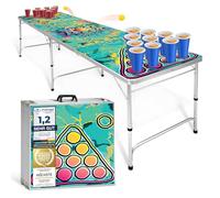 GOODS+GADGETS Table de Beer Pong Pliable - Table de Beer Pong réglable en Hauteur et résistante aux Rayures - Parfaite pour Toutes Les fêtes (Graffiti)