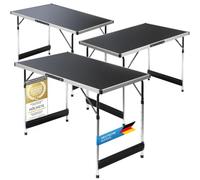 GOODS+GADGETS® Table Pliante Multifonctionnelle 3X - Réglable, 30 kg | Lot de 3 tables 100x60 cm, hauteur 72-93 cm, pieds aluminium - camping, marché, tapisserie, jardin