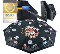 GOODS+GADGETS Tapis de table de poker XXL Pliable ; Accessoires de poker Tapis de table de poker en feutre de haute qualité ; Avec 8 porte-gobelets ; Mobile & pliable (Noir - 120 x 120 cm)