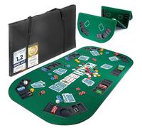 GOODS+GADGETS Tapis de Table de Poker XXL Pliable ; Accessoires de Poker Tapis de Table de Poker en Feutre de Haute qualité ; avec 8 Porte-gobelets ; Mobile & Pliable (Vert - 160 x 80 cm)