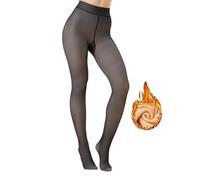 GOODSALEOK Collants D'Hiver DoubléS Pour Femme Collants Thermiques Faux Collants En Peluche Translucide Cadeau De NoëL Noir 200g l/xl
