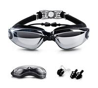 Goodsmiley Lunettes de natation pour personnes myopes, UV400, anti-buée, étanche, avec écouteurs boutons, pince-nez, pour hommes, femmes et enfants, noir