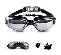 Goodsmiley Lunettes de natation pour personnes myopes, UV400, anti-buée, étanche, avec écouteurs boutons, pince-nez, pour hommes, femmes et enfants, noir