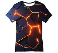 Goodstoworld Lave T-Shirts Garçons Fille Manche Courte 3D Impression Lave Marrant Shirts Tops été 6-8 Ans