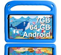 GOODTEL Tablette Kids Android 7Go RAM+64Go ROM Tablette Enfant 7 Pouces Wifi Bluetooth GPS Éducation + Jeux Double Caméra Contrôle Parental avec Eva Case - BLU