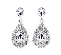 Goodtimes28 Boucles d'oreilles Pendantes en Strass pour Femme, Alliage + Strass, Blanc, 2