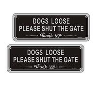 Goodvia Lot de 2 panneaux en aluminium avec inscription « Please Shut The Gate » - 8,9 x 24,9 cm - Panneau d'avertissement réfléchissant pour chien - Antirouille, imperméable, résistant aux UV et