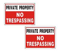 Goodvia Lot de 2 panneaux en aluminium avec inscription « Private Property No Trespassing », octogonale, 17,8 x 25,4 cm