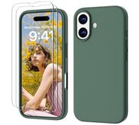 GOODVISH 3 en 1 Coque iPhone 17 Silicone Liquide avec 2 Verre Trempé, Étui Protection Précise de Caméra Résistant aux Rayures Antidérapant Antichoc Cover iPhone 17 Case 6.3", Pine Vert