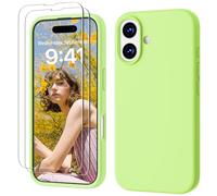GOODVISH 3 en 1 Coque iPhone 17 Silicone Liquide avec 2 Verre Trempé, Étui Protection Précise de Caméra Résistant aux Rayures Antidérapant Antichoc Cover iPhone 17 Case 6.3", Vert Printanier