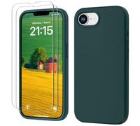 GOODVISH 3 en 1 Coque pour iPhone 16e Silicone iPhone 17e Cover 2026 avec 2 Verre Trempé 6.1", Étui Protection Précise de Caméra [Résistant aux Rayures] [Antidérapant] iPhone 16e Case, Vert Foncé