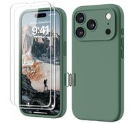 GOODVISH 4 en 1 Coque iPhone 17 Pro Silicone avec Bouton de Contrôle Caméra, avec 2 Verre Trempé, 360° Protection Étui Précise Résistant aux Rayures Antidérapant iPhone 17 Pro Case 6.3", Pine Vert