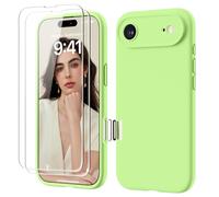 GOODVISH 4 en 1 Coque iPhone Air Silicone avec Bouton de Contrôle Caméra, avec 2 Verre Trempé, 360° Protection Étui Précise Résistant aux Rayures Antidérapant iPhone 17 Air Case 6.5", Vert Printanier