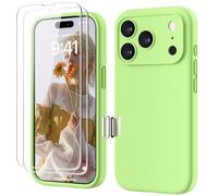 GOODVISH Coque iPhone 17 Pro Silicone avec 2 Verre Trempé, Vert Printanier | avec Bouton de Contrôle Caméra, 360° Protection Étui Précise Résistant aux Rayures Antidérapant 17 Pro Phone Case 6.3"
