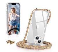 GOODVISH Coque pour iPhone 14 Plus 6,7 Pouces avec Cordon de Collier, Coque Transparente TPU Bumper Etui Housse avec Cordon Réglable Téléphone Lanyard Case Collier Cover, Rainbow