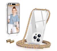 GOODVISH Coque pour iPhone 14 Pro Max 6,7 Pouces avec Cordon de Collier, Coque Transparente TPU Bumper Etui Housse avec Cordon Réglable Téléphone Lanyard Case Collier Cover, Rainbow