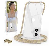 GOODVISH Coque pour iPhone 16 avec Cordon de Collier, Transparente Coque Bumper Etui Housse avec Cordon Réglable Téléphone Lanyard Case Antichute Collier Cover 6,1 Pouces TPU, Rainbow