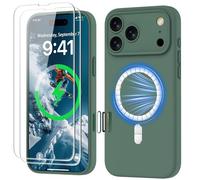 GOODVISH Magnétique Coque iPhone 17 Pro Max Silicone Liquide, Pine Vert | avec Bouton de Contrôle Caméra, avec 2 Verre Trempé, 360° Protection Étui Résistant aux Rayures Phone Case 6.9"