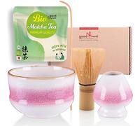 Goodwei Ensemble de Cérémonie Thé Matcha: Bol Céramique, Fouet à Matcha, Cuillère et 30g de Thé Vert Matcha Biologique (Kiku)