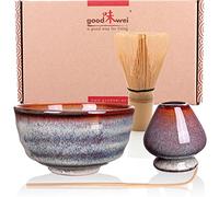 Goodwei Kit Matcha Avec Balai, Bol Artisanal et Porte-Balai en Céramique | Coffret Cadeau (Uji)