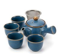 Goodwei Kyusu Service à thé japonais - Théière latérale (320 ml) avec infuseur en acier inoxydable et 4 tasses à thé (110 ml) - Authentique pour thé vert avec Sencha BIO du Japon (Umi)