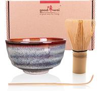 Goodwei Matcha Kit avec bol à matcha en céramique, fouet à matcha et cuillère en bambou | Ensemble cadeau pour débutants (Uji)