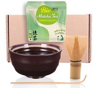 Goodwei Matcha Kit Thé Matcha BIO Japonais avec Fouet Bambou, Bol Artisanal en Céramique | Coffret cadeau (Kumo)