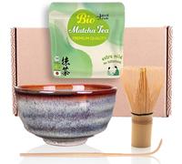 Goodwei Matcha Kit Thé Matcha BIO Japonais avec Fouet Bambou, Bol Artisanal en Céramique | Coffret cadeau (Uji)