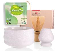 Goodwei Matcha Kit Thé Matcha BIO Japonais avec Fouet Bambou, Bol de Cérémonie en Céramique et support à fouet | Coffret cadeau (Miyuki)