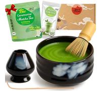 Goodwei Matcha Kit Thé Matcha BIO Japonais avec Fouet Bambou, Bol de Cérémonie en Céramique et support à fouet | Coffret cadeau (Burashi)
