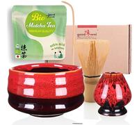 Goodwei Matcha Kit Thé Matcha BIO Japonais avec Fouet Bambou, Bol de Cérémonie en Céramique et support à fouet | Coffret cadeau (Yogan)