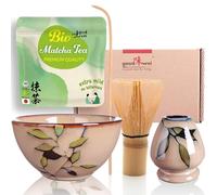 Goodwei Matcha Kit Thé Matcha BIO Japonais avec Fouet Bambou, Bol de Cérémonie en Céramique et support à fouet | Coffret cadeau (Bamboo)