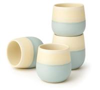 Goodwei Tasses à thé japonaises - Lot de 4 Tasses en céramique sans anse, forme arrondie et design minimaliste - Idéal pour le thé, matcha, sake, café ou expresso (Fuji Blue)