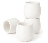 Goodwei Tasses à thé japonaises - Lot de 4 Tasses en céramique sans anse, forme arrondie et design minimaliste - Idéal pour le thé, matcha, sake, café ou expresso (Camellia White)