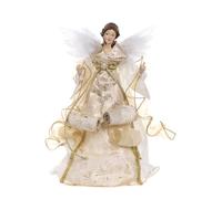 Goodwill Ange en résine et tissu avec ailes en plumes Crème et or 31 cm