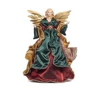 Goodwill Ange en résine et tissu rouge doré et émeraude 30,5 cm avec ailes en résine