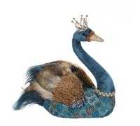 Goodwill Décoration de Noël baroque en tissu et plumes avec couronne 29 cm (bleu et marron)
