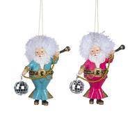 Goodwill Lot de 2 boules disco en résine Père Noël rouge et bleu 14 cm à suspendre