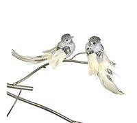 Goodwill : Noël Argent et Blanc Paillette Paillettes Oiseau sur Une Pince 13 cm (Lot de 2)