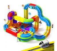 Goody King Train Électrique Enfant 110 Pièces - Circuit Magnétique 3D avec Train Electrique, DIY Construction de Pistes en Cube - Jeu de Construction Créatif Cadeau Éducatif pour Enfants de 4 à 12 Ans