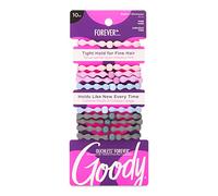 Goody Ouchless Forever Lot de 10 élastiques pour cheveux fins, couleurs assorties, bandes sans dommages, 3 fois plus solides, forme retenue, noyau intérieur à 16 brins, accessoires de coiffure pour