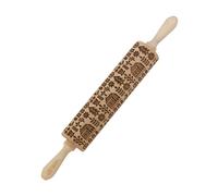 Goody Woody rouleau à pâte gravé 46 cm en hêtre - village scandinave + brosse