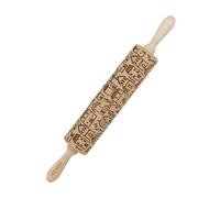 Goody Woody Rouleau à pâte gravé 46 cm hêtre Ville Scandinave + brosse