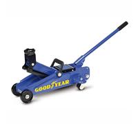 Goodyear 77468 Cric Hydraulique Trolley 2 Tonnes, avec Chariot et Roues Pivotantes 360°, Châssis et Bras en Acier, Levier Amovible avec Poignée en Caoutchouc