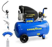 Goodyear - Compresseur d'air 50 litres avec kit 3 accessoires, capacité d'aspiration 188 litres/minute, 2 800 tr/min, pression nominale 8 bars/115 PSI, protection surcharge, régulateur de haute