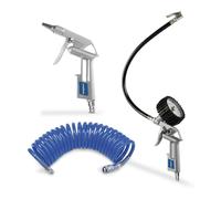 GoodYear - Kit d'accessoires pour compresseur d'air 3 pièces avec soufflette et gonflage, manomètre 0-8 bar, flexible spiralé 5 m, débit 140 l/m